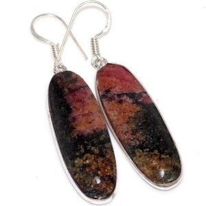 Sterling Silver Rhodonite Gemstone Earrings